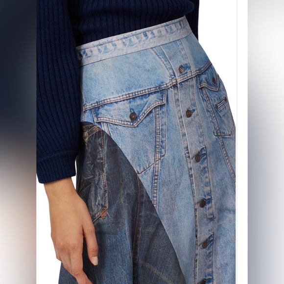 COLOVOS Blue Silk Printed Skirt - Picture 7 of 14